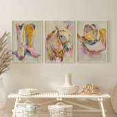 女性のカーボーイハッ絵を描ズデコールウェスタンランチパステル ポスター