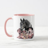 女性のカーボーイハロウィーンの馬のブルームはアマチュアのために マグカップ (左)