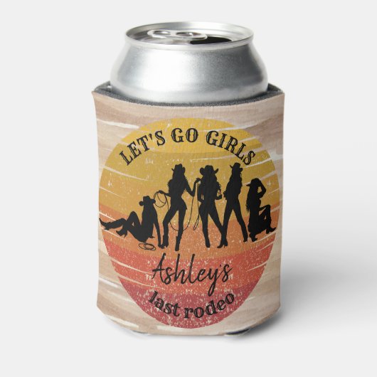 女性のカーボーイバチェロレッテパーソナライズされた名 缶クーラー (缶裏面)