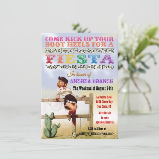 女性のカーボーイバチェロレッテフィエスタウィークエンド招待状 招待状 (スタンド正面)