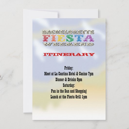 女性のカーボーイバチェロレッテフィエスタウィークエンド招待状 招待状 (裏面)