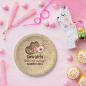 女性のカーボーイバチェロレッテ素朴ピンクフローラ ペーパープレート (パーティー)