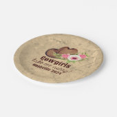 女性のカーボーイバチェロレッテ素朴ピンクフローラ ペーパープレート (アングル)