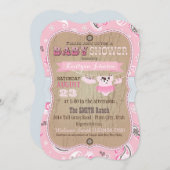 女性のカーボーイバンダンナツチュベビーブシャワー 招待状 (正面/裏面)