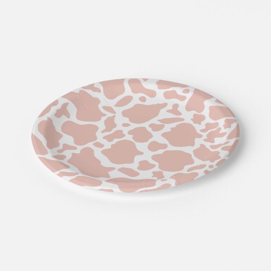 女性のカーボーイバースデーパーティーピンクカウープリント ペーパープレート (アングル)