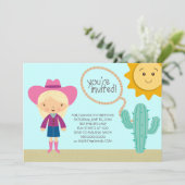 女性のカーボーイバースデーパーティ招待状 招待状 (スタンド正面)