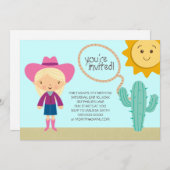 女性のカーボーイバースデーパーティ招待状 招待状 (正面/裏面)