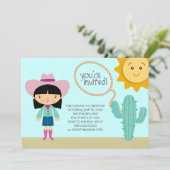 女性のカーボーイバースデーパーティ招待状 招待状 (スタンド正面)