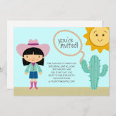 女性のカーボーイバースデーパーティ招待状 招待状 (正面/裏面)