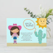 女性のカーボーイバースデーパーティ招待状 招待状 (スタンド正面)