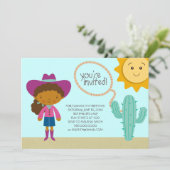 女性のカーボーイバースデーパーティ招待状 招待状 (スタンド正面)