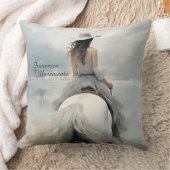 女性のカーボーイパーソナライズされたビーチピロー特産 クッション (ブランケット)