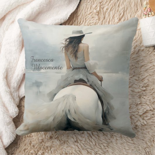 女性のカーボーイパーソナライズされたビーチピロー特産 クッション (ブランケット)