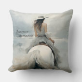 女性のカーボーイパーソナライズされたビーチピロー特産 クッション (正面)