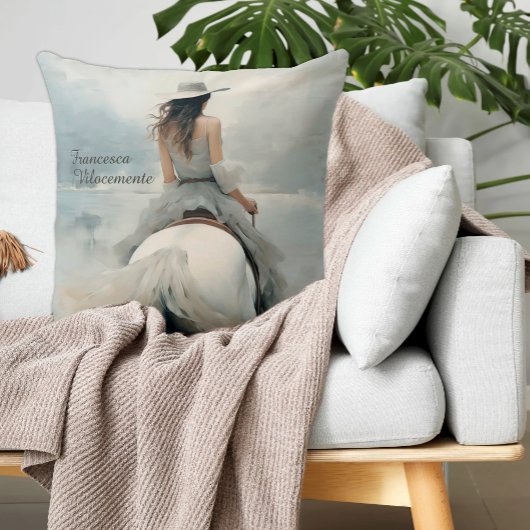 女性のカーボーイパーソナライズされたビーチピロー特産 クッション