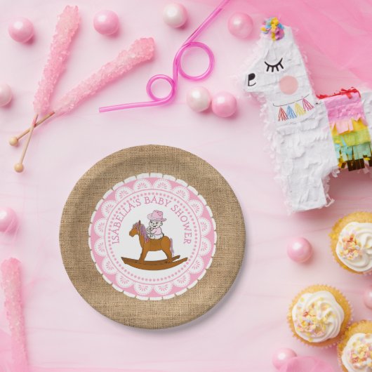女性のカーボーイパーソナライズされたベビーシャワーケーキ紙プレート ペーパープレート (パーティー)