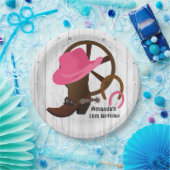 女性のカーボーイパーソナライズされた誕生日会素朴 ペーパープレート (パーティー)