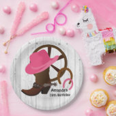 女性のカーボーイパーソナライズされた誕生日会素朴 ペーパープレート (パーティー)