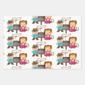 女性のカーボーイパーソナライズされた&カウボーイ ラッピングペーパーシート (正面)