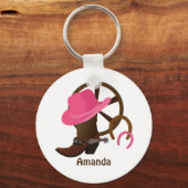 女性のカーボーイパーソナライズされた キーホルダー (正面)
