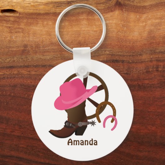 女性のカーボーイパーソナライズされた キーホルダー (正面)