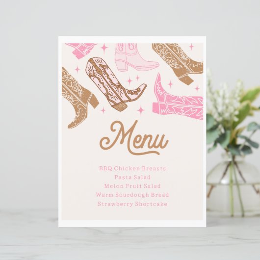 女性のカーボーイパーティーのメニュー記号 (スタンド正面)