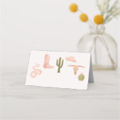 女性のカーボーイパーティー食品ラベル プレイスカード (正面)