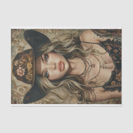 女性のカーボーイビベス17 薄葉紙 (正面)