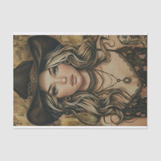 女性のカーボーイビベス18 薄葉紙 (正面)