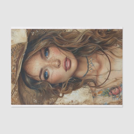 女性のカーボーイビベス3 薄葉紙 (正面)