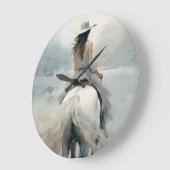 女性のカーボーイビーチライドウェスタン&コースタルエレガンス ラージ壁時計 (傾斜)