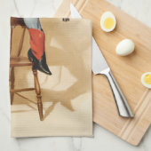 女性のカーボーイピンアップガール キッチンタオル (四つ折り)