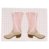 女性のカーボーイピンクのブートフォト ラージペーパーバッグ (裏面)