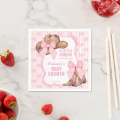 女性のカーボーイピンクのリボン女の子の赤ちゃんシャワー スタンダードカクテルナプキン (インサイチュ)