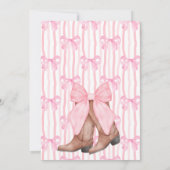 女性のカーボーイピンクのリボン女の子の赤ちゃんシャワー 招待状 (裏面)