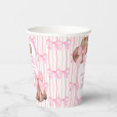 女性のカーボーイピンクのリボン女の子の赤ちゃんシャワー 紙コップ (右)