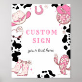 女性のカーボーイピンクのロデオ誕生日カスタムサイン ポスター (正面)