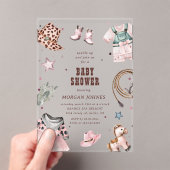 女性のカーボーイピンクウエスタンロデオベビーシャワー招待状 アクリル招待状 (インサイチュ (ポータブル))