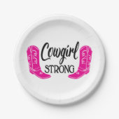 女性のカーボーイピンクカウボーイブーツウエスタンカントリーパーティー ペーパープレート (正面)