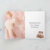 女性のカーボーイピンククリームブラウンコウィドハット&ブーツ カード (内部)