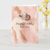 女性のカーボーイピンククリームブラウンコウィドハット&ブーツ カード (黄色い花)