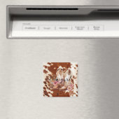 女性のカーボーイピンククリームブラウンコウィドフローラブーツ マグネット (インサイチュ (食洗機))