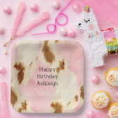 女性のカーボーイピンククリームブラウンコウィド誕生日 ペーパープレート (パーティー)
