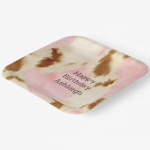 女性のカーボーイピンククリームブラウンコウィド誕生日 ペーパープレート (傾斜あり)