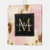 女性のカーボーイピンククリームブラウンコウィド金ゴールドモノグラム セラミックオーナメント (左)