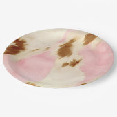 女性のカーボーイピンククリームブラウンコウィド金ゴールドモノグラム ペーパープレート (アングル)