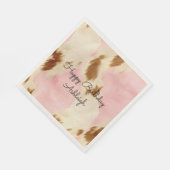 女性のカーボーイピンククリームブラウンコウィド金ゴールド誕生日 スタンダードランチョンナプキン (角)