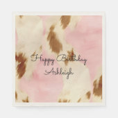 女性のカーボーイピンククリームブラウンコウィド金ゴールド誕生日 スタンダードランチョンナプキン (正面)