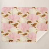 女性のカーボーイピンククリームブラウンコウィド シェルパブランケット (正面(横))