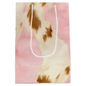 女性のカーボーイピンククリームブラウンコウィド ミディアムペーパーバッグ (裏面)